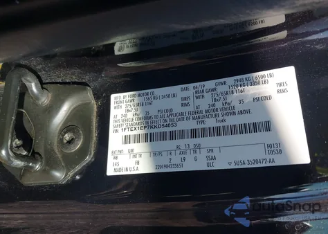 2019 Ford F-150 Xlt из США, поврежденный, VIN 1FTEX1EP7KKD54053